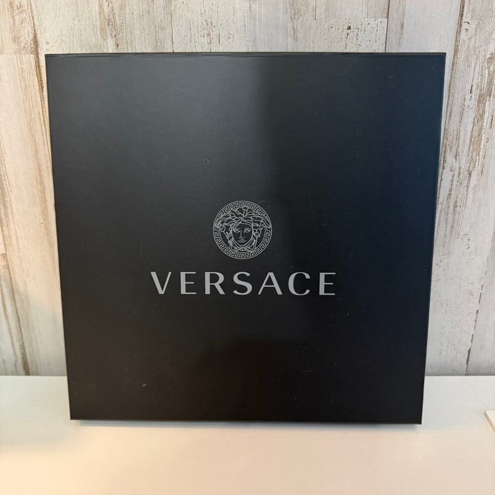 Versace Large Gift Presentation Box Matte Black Lid Silver Medusa Logo